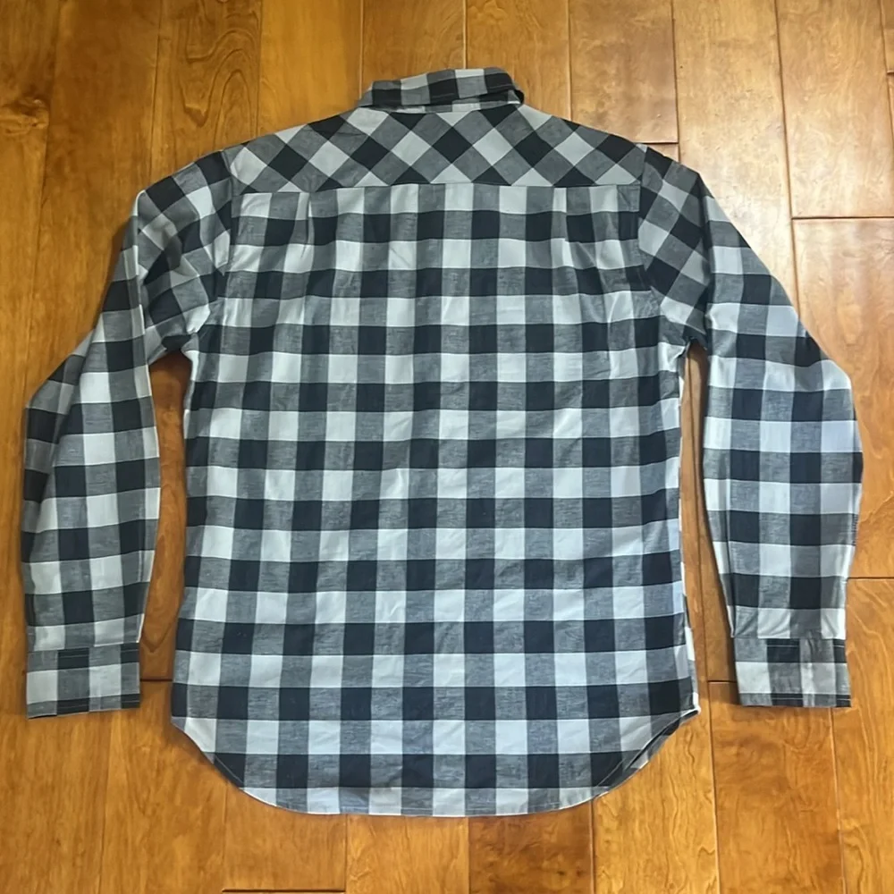 Lee Men's Black and White Buffalo Plaid Checkered Shirt Size Medium Casual - Picture 7 of 8